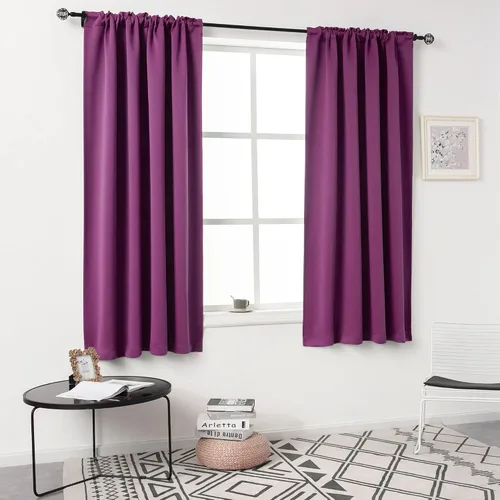 Vista 20 de DUALIFE Cortinas opacas de 45 pulgadas de largo, 2 paneles para ventanas pequeñas de dormitorio, aislamiento térmico, bolsillo para barra, cortinas