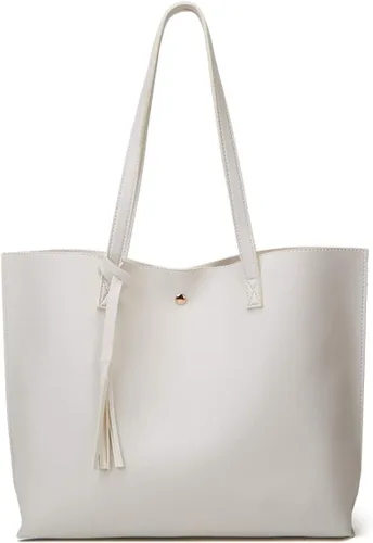 Vista 39 de Dreubea - Bolsa de hombro y de mano de piel sintética suave para mujer, con borla, de gran capacidad