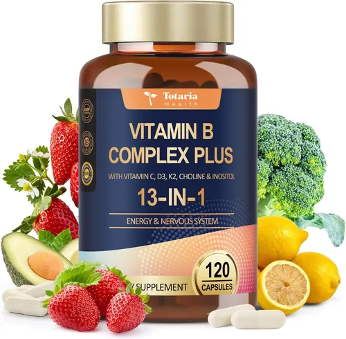 Vista 9 de Complejo de Vitamina B Plus 13 en 1 con Vitamina B1, B2, B3 (Niacina), B4, B5, B6, B7 (Biotina), B8 (Inositol), B9 (Ácido Fólico), B12, C, D3, K2