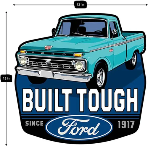 Vista 35 de Ford Logo Evolution - Letrero de metal vertical en relieve – Letrero vintage de Ford para garaje o cueva de hombre