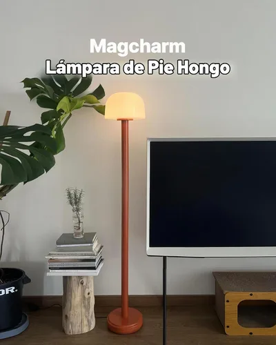 Vista 2 de MAGCHARM Lámpara de pie con forma de hongo con control remoto, lámpara de pie LED regulable de 59 pulgadas de alto con temperatura