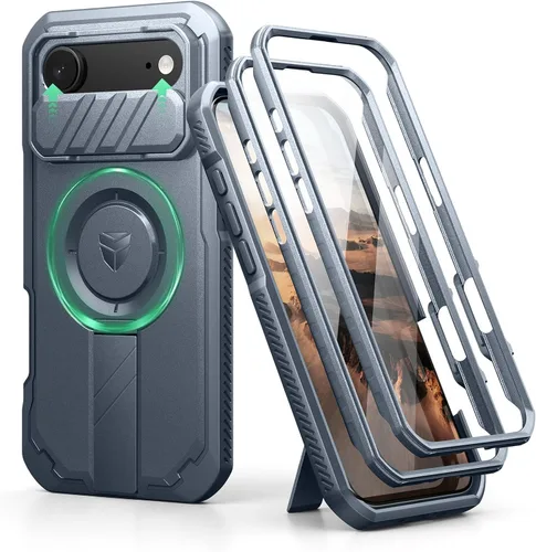 Vista 84 de Dexnor - Funda para iPhone 12 & iPhone 12 Pro con tapa deslizante para cámara, soporte ajustable y protector de pantalla integrado, carcasa