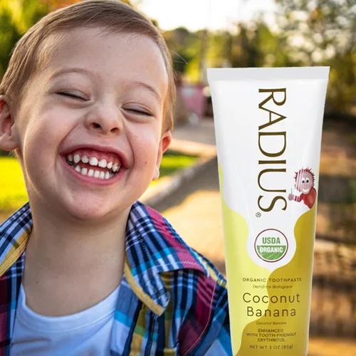 Vista 7 de Radius USDA Kids Pasta de dientes orgánica, plátano de coco, 3 onzas (paquete de 1)