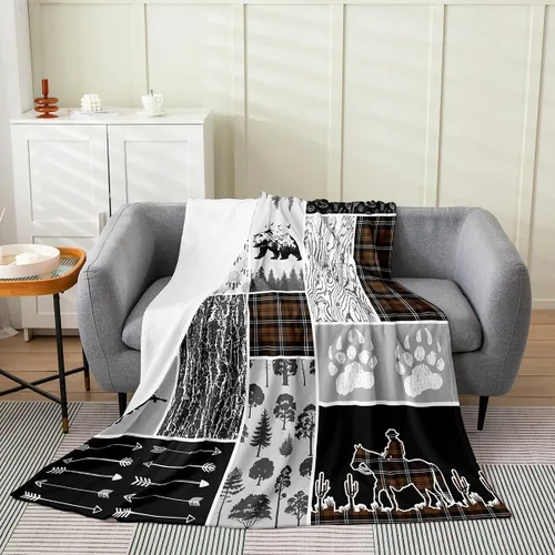 Vista 34 de Erosebridal Manta de franela de animales del bosque, 40 x 50 pulgadas, con temática de caza de osos, ciervos, lobos, manta de felpa mullida