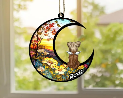 Vista 898 de LOVELYPOD Adorno de Navidad personalizado para perro Basset Hound (marrón) Basset Hound (marrón) adorno para atrapasoles de perro, razas de perros