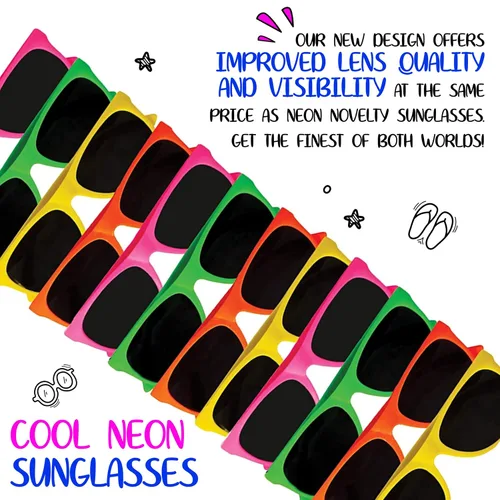 Vista 2 de Neliblu Gafas de sol para niños, regalos de fiesta a granel, estilo de los años 80, para playa y piscina, bolsas de recuerdo de fiesta, premios