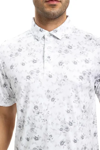 Vista 4 de Camisas de golf para hombre - Polo de manga corta con estampado de rendimiento que absorbe la humedad