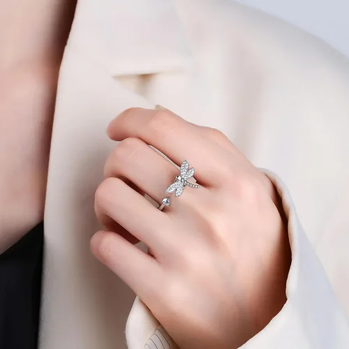Vista 102 de Anillo de plata de ley 925, minimalista, ajustable, hecho a mano, para mujeres y niñas