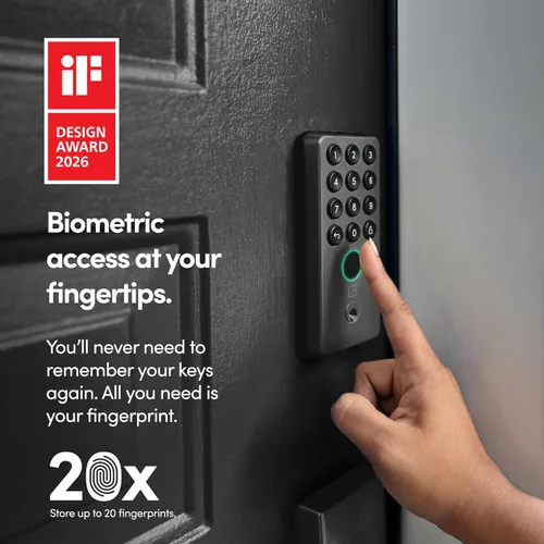 Vista 2 de igloohome Cerradura inteligente Deadbolt Go con huella digital, llaves digitales, códigos PIN remotos, puente WiFi (se vende por separado), probado