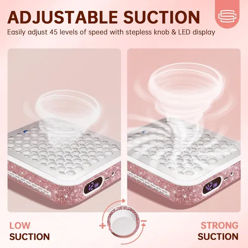 Vista 7 de Colector de Polvo para Uñas, Colector de Polvo Recargable para Técnico de Uñas, Potente Ventilador de Vacío Ventilación Colector de Polvo Extractor