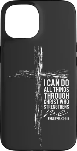 Vista 6 de iPhone 12 mini versículo religioso cruz teléfono casos hombres papá Filipenses 4:13 caso
