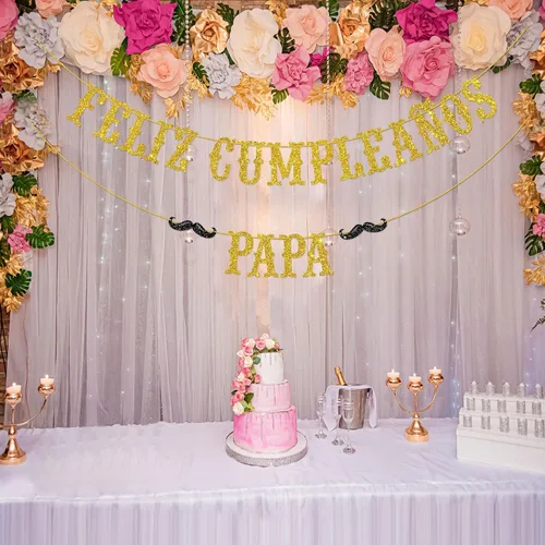 Vista 4 de Cartel de Feliz Cumpleaños con texto en inglés «Happy Birthday Dad» en español «Happy Birthday Dad, Mexican Party Them» para hombre, cumpleaños, día