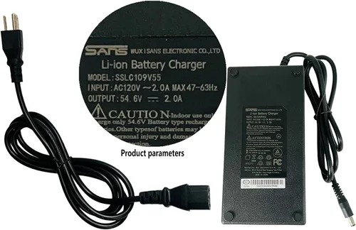 Vista 2 de Syvrac Cargador Eléctrico de Bicicleta 48-54.6V 2A para Batería de Litio de 48V Voltaje de Entrada AC120V (Conector Jack DC2.1MM)