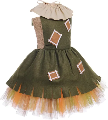 Vista 3 de Kids Girls Halloween Costume Ruffle Tulle Tutu Dress with Headband Birthday Role Play Party Stage Dress Outfit