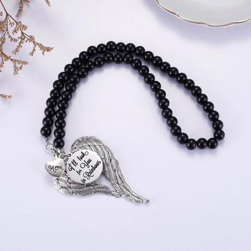 Vista 6 de Collar conmemorativo de alas de ángel, regalos conmemorativos para la pérdida de mamá/papá/abuela/abuelo/hijo/hija, adorno conmemorativo para espejo