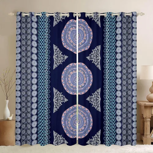 Vista 12 de Cortinas opacas estilo bohemio occidental de 76 x 45 pulgadas, cortinas y cortinas de atrapasueños de vaca, cortinas del suroeste, cortinas de Multi