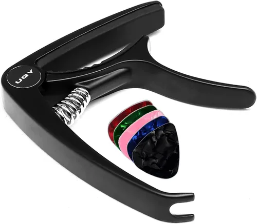 Vista 3 de Ugy Capo guitarra, Capo para guitarra acústica y guitarra eléctrica, cambio rápido capo & ukelele Capo (negro)
