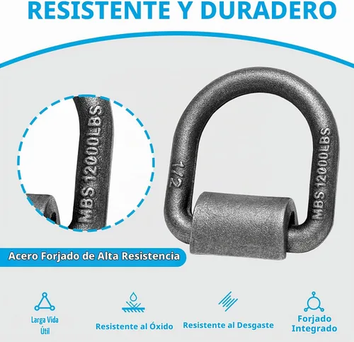 Vista 3 de Anillo en D forjado soldado resistente de 1/2 pulgada con MBS: 12,000 libras, anillo en D de anclaje de amarre con puntos de anclaje de soldadura