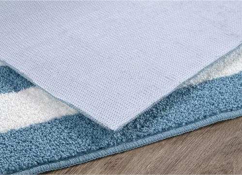 Vista 5 de Garland Rug Beach Stripe Basin - Alfombra de baño lavable a rayas azules, antideslizante, de secado rápido, suave y absorbente, lavable a máquina