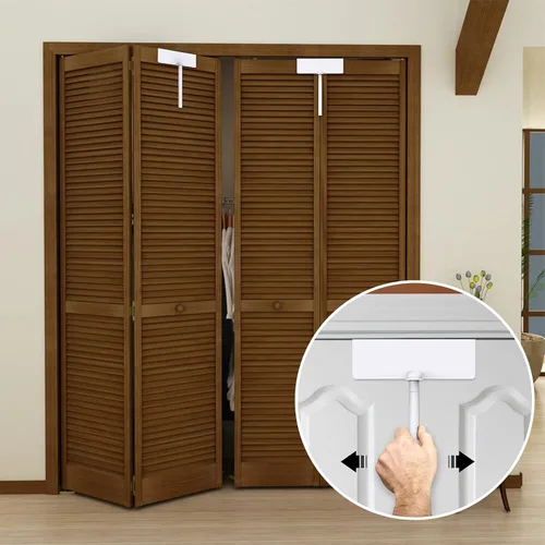 Vista 2 de Cerradura de puerta plegable de metal, cerraduras de seguridad para niños de doble puerta que mantienen a los niños pequeños, gatos y perros fuera