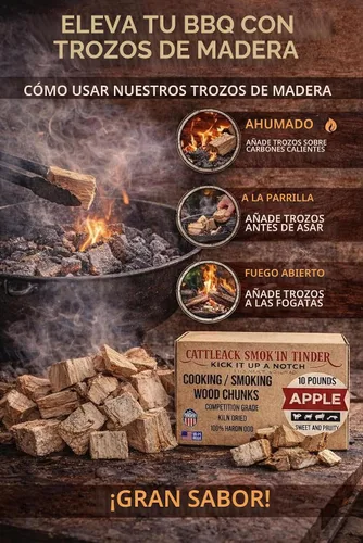 Vista 5 de Trozos de madera de manzana, 10 libras para ahumar y asar a la parrilla