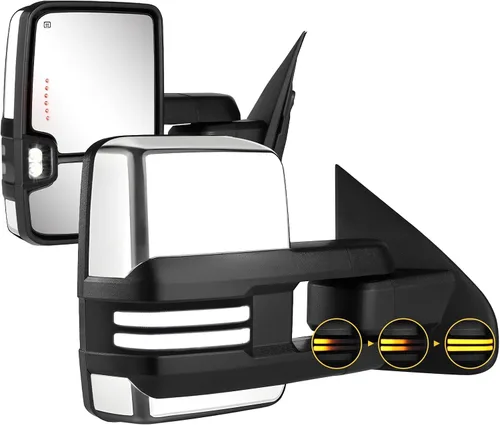Vista 9 de Sanooer Espejos de remolque pintados en negro Compatibles con Chevy Silverado GMC Sierra 2014-2018 con luz de giro dinámica Switchback, luces