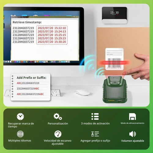 Vista 7 de NETUM Escáner del código de barras de Bluetooth 1D, lector portátil