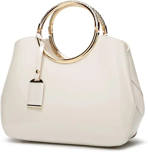 Vista 10 de HOXIS Charm - Bolso de hombro estructurado con agarre de metal brillante para mujer