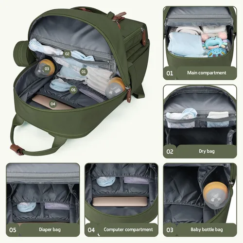 Vista 4 de Maelstrom Mochila para pañales, 30L verde militar