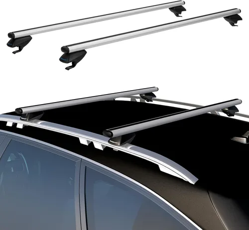 Vista 8 de COWVIE Barras cruzadas de techo de aluminio de 47 pulgadas para carriles laterales elevados, barras de carga ajustables, capacidad de carga de 165