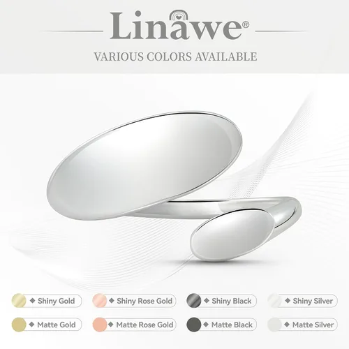 Vista 6 de Linawe Adjustable Chunky Rings for Women, 14K GoldRose GoldSilverBlack Hug Ring, Thumb Knuckle Signet Infinity Wave Rings, Stacking Spoon Rings