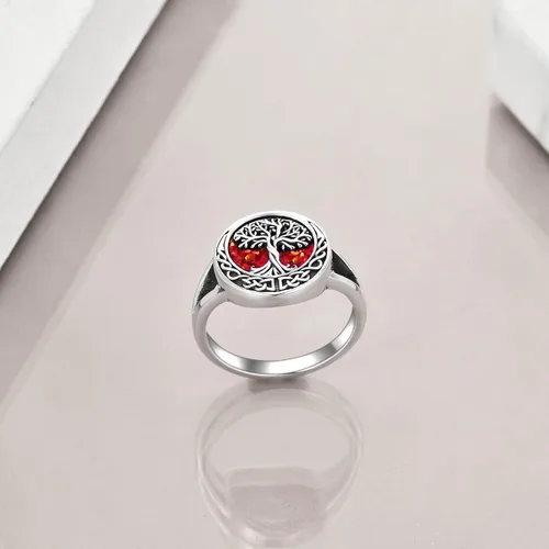 Vista 4 de ONEFINITY Anillos de plata de ley con nudo celta, árbol de la vida, joyería de árbol genealógico, regalos para mujeres