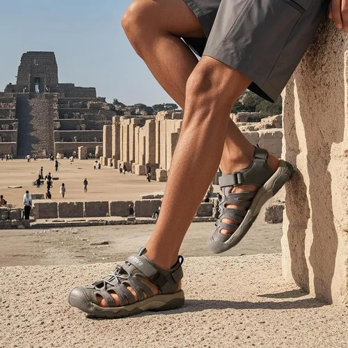 Vista 5 de NORTIV 8 Sandalias para hombre, sandalias deportivas con punta cerrada, zapatos de verano para hombre, sandalias ligeras para caminar