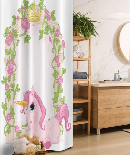 Vista 133 de set de cortina para baño decorativa de tela de poliéster con ganchos