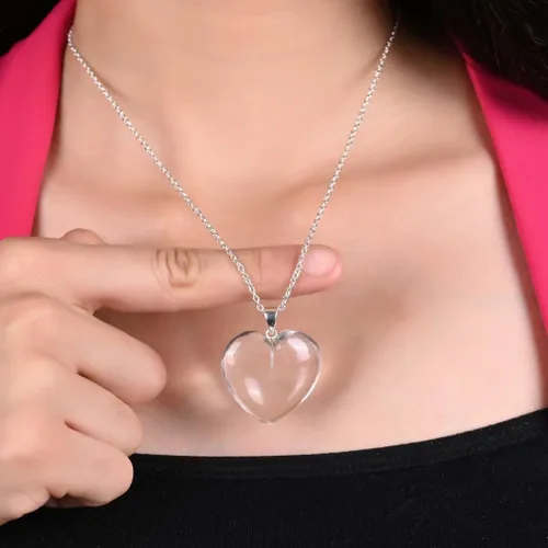 Vista 102 de Gempires Love - Collar con colgante de cristal de corazón para mujer, chapado en plata, cadena ajustable de 18 + 2 pulgadas