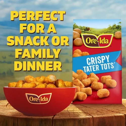 Vista 5 de Ore-Ida Crispy Tater Tots Patatas congeladas ralladas sazonadas, bolsa de 32 onzas para aperitivos fáciles y acompañamientos de cena sin gluten