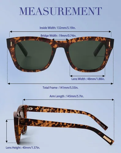 Vista 5 de LVIOE Gafas de sol polarizadas cuadradas vintage para mujer, clásicas, de moda, UV400, marco de acetato LS8080