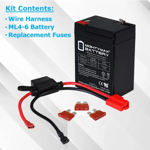 Vista 2 de Mighty Max Battery Reemplazo de caída para vehículo de 6 V con kit de batería de 4.5ah y arnés con conector de 2 pines