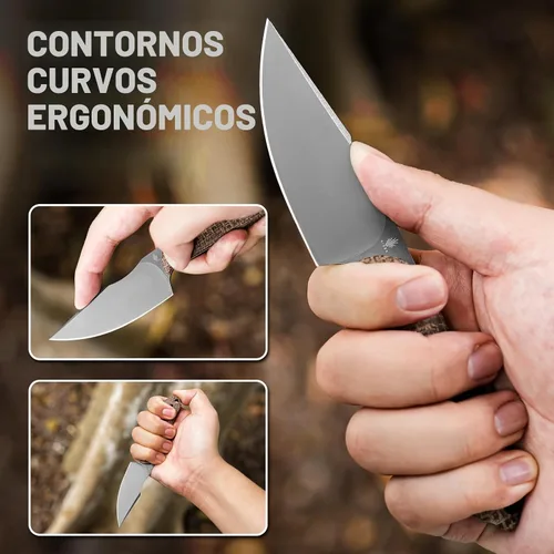 Vista 4 de Kizer Mini Harpoon Cuchillo de hoja fija con funda, cuchillo de caza de hoja de 3 V con mango de micarta, cuchillos pequeños EDC de hoja fija