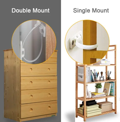 Vista 2 de Correas de anclaje de pared antipunta para muebles (paquete de 6, con tornillos), kit de correas de anclaje de pared para estantería o tocador