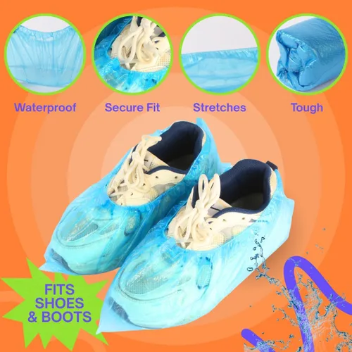 Vista 5 de Frontline - Fundas desechables para zapatos impermeables, plástico premium grueso reciclable, resistencia al deslizamiento, duraderas, botines