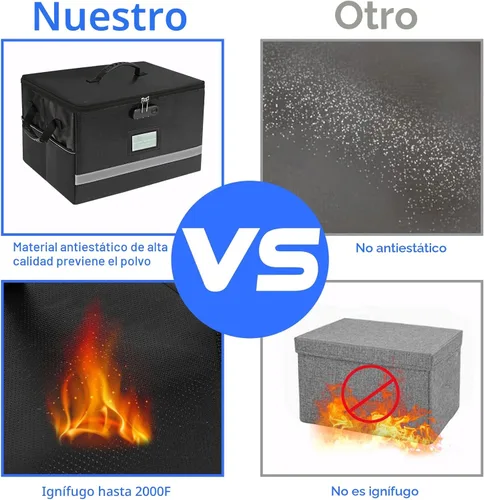 Vista 7 de EXLIFBAG Organizador de archivos, caja de archivos ignífuga con tapas, caja organizadora de documentos importante con cerradura, organizador
