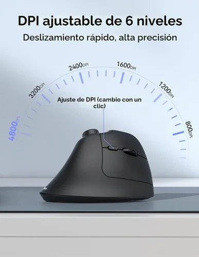 Vista 6 de TECKNET Ratón Ergonómico, Ratón Inalámbrico Recargable Bluetooth (BT 5.0/5.0+2.4G), Ratón Vertical con Botón de Volumen, Clics Silenciosos, Ratones