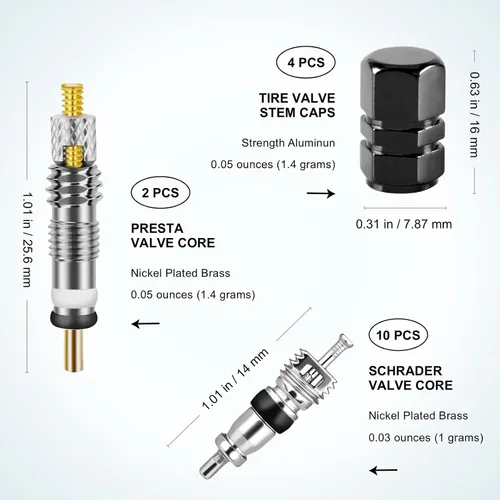 Vista 6 de Kit de herramientas de extracción de vástago de válvula de neumático, incluye herramienta de extracción de núcleo de válvula Presta mejorada