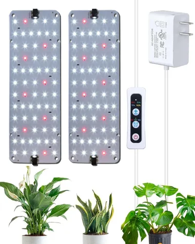 Vista 13 de Panel de luz de cultivo para plantas de interior, luz LED ultrafina de espectro completo de 20 W para estante y gabinete, regulable con temporizador