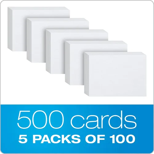 Vista 4 de Oxford Tarjetas de índice, tarjetas de índice, en blanco en ambos lados, blancas, tarjetas (40177), 4x6,100 unidades (paquete de 5)