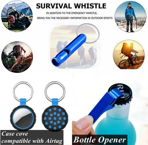 Vista 8 de BATUMEYE Set de regalo para mujer con pompón, cordón para bálsamo labial, tarjetero, silbato, soporte para botella de viaje, botella abierta