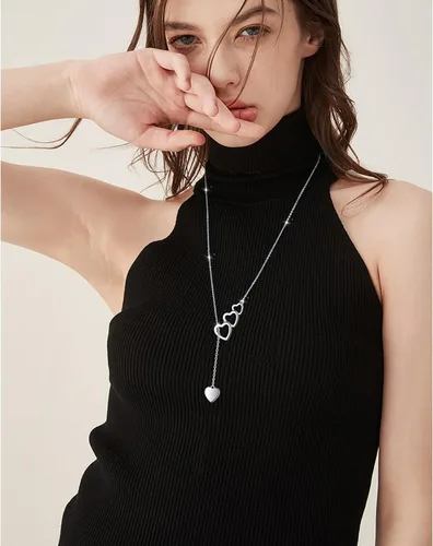 Vista 2 de Collar largo de plata de ley Larait Bar Y Lariat de cadena larga ajustable collar de regalo para ella, 30 pulgadas