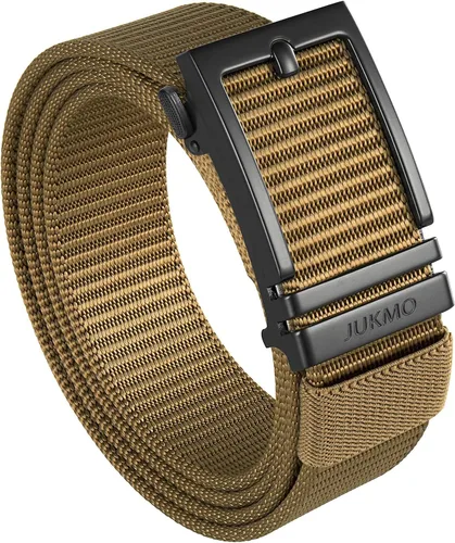 Vista 10 de JUKMO Cinturón de golf de trinquete para hombres, cinturón táctico de tela de nailon con hebilla deslizante automática