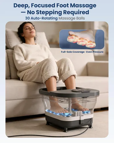Vista 12 de Masajeador de baño de spa de pies mejorado 2026 con calor, bañera plegable 2-Gris